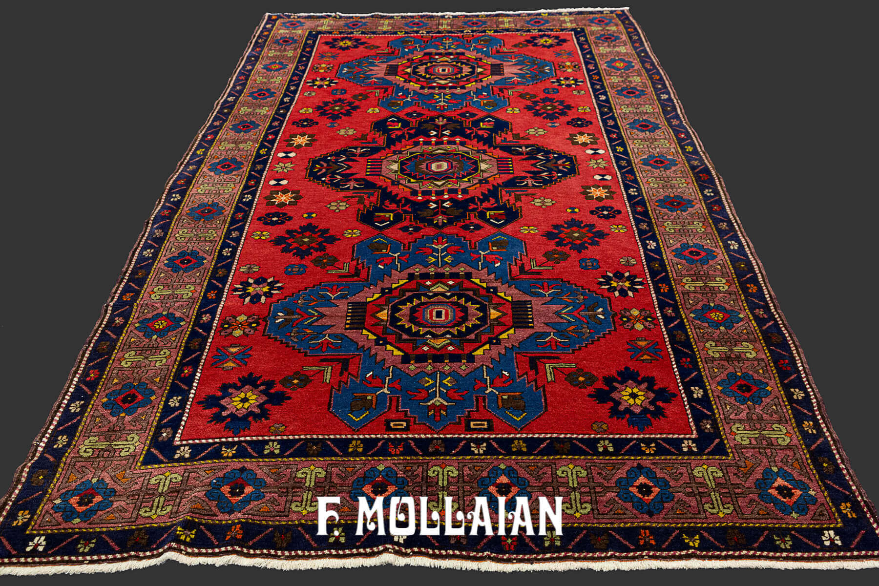 Antique Caucasian Lezghi Bold Design Hand-Knotted Rug n°:89205508